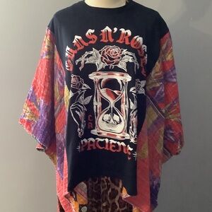 Graphic Black and Multicolor Poncho Top